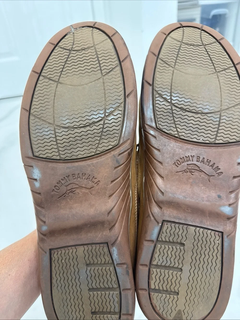 Tommy Bahama Men's Tan Leather Boat Shoes